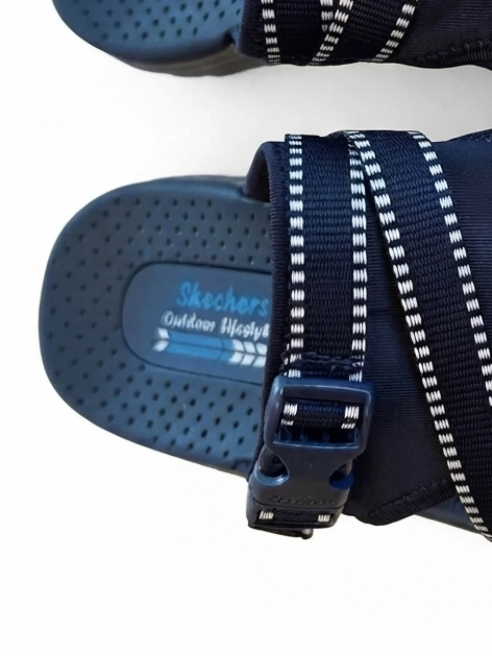 Skechers Slide Thru Sandals with Buckle -“Reggae” Style- Shock Absorbing Insole